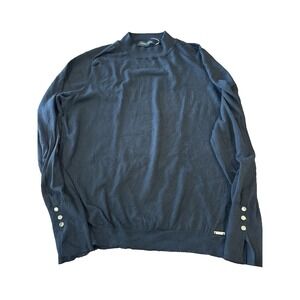 Y2K Ivanka Trump women's pullover sweater black sz XL gold buttons quiet luxury